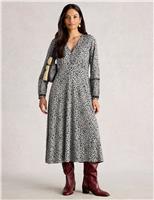 Cotton Blend Floral Midi Waisted Dress