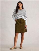 Cord Knee Length A-Line Skirt