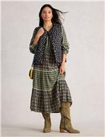 Printed Midi Tiered A-Line Skirt