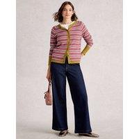 Cotton Striped Round Neck Cardigan