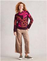 Cotton Blend Colour Block Crew Neck Jumper