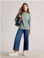 Cotton Blend Crew Neck Split Hem Jumper