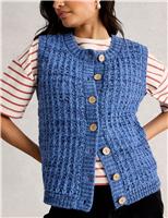 Button Front Knitted Vest with Wool