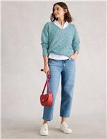 V-Neck Textured Jumper with Wool