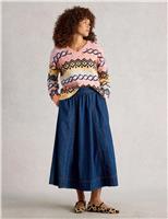 Fair Isle Pointelle V-Neck Jumper with Wool