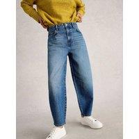 White Stuff Mid Rise Barrel Ankle Grazer Jeans Blue Denim