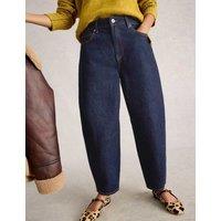 White Stuff Mid Rise Barrel Ankle Grazer Jeans Dark Blue Denim
