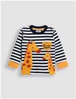 Pure Cotton Striped Giraffe Applique Top (0-7 Yrs)