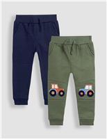 2pk Cotton-Rich Tractor Applique Joggers (6 Mths-7 Yrs)