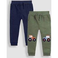 JoJo Maman Bb 2 Pack Cotton-Rich Tractor Applique Joggers (6 Mths-7 Yrs) Khaki