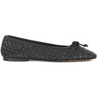 Dune London Leather Woven Slip On Flat Ballet Pumps Black