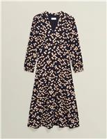 Jersey Geometric Notch Neck Midi Dress