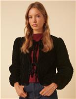 Velvet Tie Front Quilted Cropped Jacket