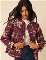 Pure Cotton Floral Reversible Quilted Jacket