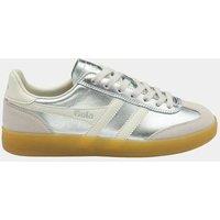 Gola Viper Leather Metallic Lace Up Trainers Silver Mix