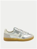 Viper Leather Metallic Lace Up Trainers