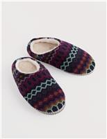 Faux Shearling Patterned Mule Slippers