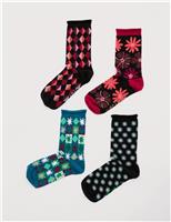 4pk Cotton Rich Printed Socks Gift Box