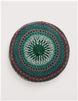 Cotton Blend Jacquard Beret with Wool