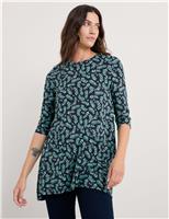 Cotton Blend Jersey Floral Longline Tunic