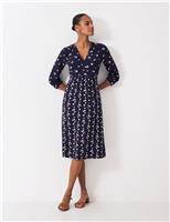 Jersey Floral Midi Wrap Dress