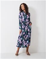Floral Belted Midi Shirt Dress