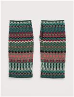 Jacquard Handwarmer Gloves with Merino Wool