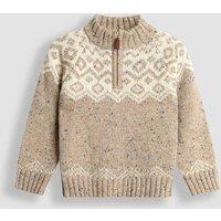 JoJo Maman Bb Fair Isle Half Zip Knit Jumper (1-7 Yrs) Natural Mix