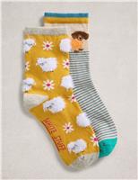 2pk Cotton Rich Animal Fluffy Socks