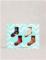 4pk Cotton Rich Woodland Ankle High Socks