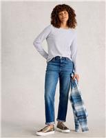 Cotton Rich Sparkly Striped Crew Neck Top