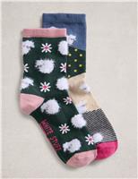 2pk Cotton Rich Fluffy Sheep Ankle High Socks