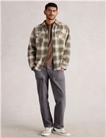 White Stuff Regular Fit Pure Cotton Checked Overshirt Green Mix