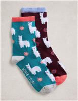 2pk Cotton Rich Llama Fluffy Socks