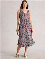 Jersey V-Neck Midi Drawstring Waisted Dress