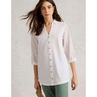 White Stuff Pure Cotton Collared Longline Shirt White