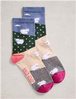 Cotton Rich Fluffy Ankle High Socks
