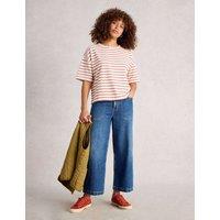 White Stuff Pure Cotton Striped T-Shirt White Mix