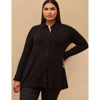 Black Jersey Button Down Shirt