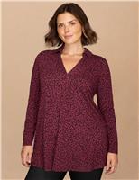 Jersey Animal Print Polo Collar Tunic