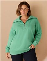 Live Unlimited London Pure Cotton Half Zip Sweatshirt Green