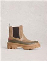 Leather Chelsea Colour Block Boots