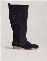 Wide Fit Suede Block Heel Knee High Boots