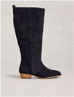 Suede Block Heel Knee High Boots