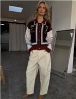 Embroidered Colour Block Cardigan