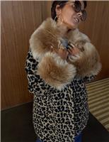 Faux Fur Leopard Print Coat