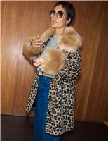 Faux Fur Leopard Print Coat