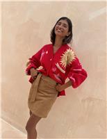 Celestial Jacquard V-Neck Relaxed Cardigan