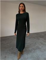 Round Neck Stud Detail Maxi Waisted Dress