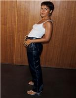 Leather Look Studded Leg Slim Fit Trousers